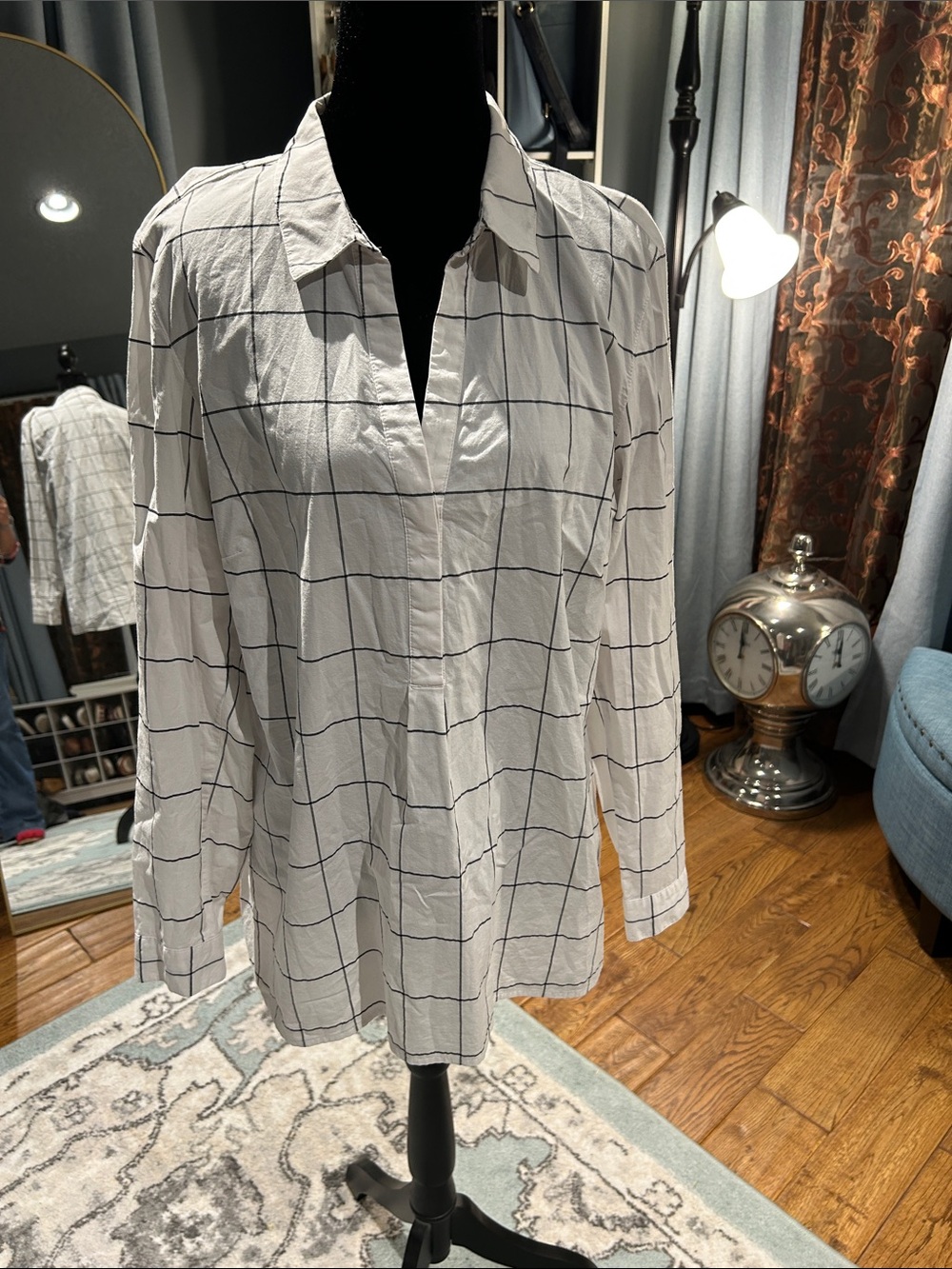 J. Jill White Button-Down Windowpane Shirt